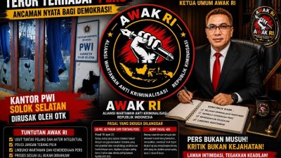Ketum AWAK RI Herman Tanjung Murka, Perusakan Kantor PWI Solok Selatan Dinilai Teror terhadap Kebebasan Pers