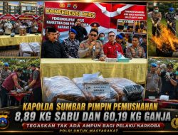 8,89 Kg Sabu dan 60,19 Kg Ganja Dimusnahkan, Polda Sumbar Torehkan Prestasi Besar Berantas Narkoba