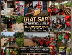 Satbrimob Polda Sumbar Turunkan Lima Tim SAR Hadapi Banjir Akibat Hujan Deras di Kota Padang