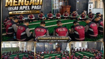 Perkuat Moral Sebelum Bertugas, Ditsamapta Polda Sumbar Jadikan Mengaji sebagai Rutinitas