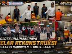 Polres Dharmasraya di Bawah AKBP Kartyana Widyarso Wardoyo Putro Rekonstruksi Dugaan Pembunuhan di Hotel Sakato