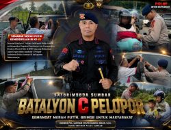 Dari SPBU Gunung Medan hingga Depan Mako, Batalyon C Pelopor Satbrimobda Sumbar Hidupkan Semarak Kemerdekaan