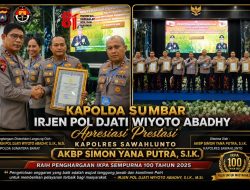 Kapolda Sumbar Irjen Pol Djati Wiyoto Abadhy Dorong Prestasi, Kapolres Sawahlunto AKBP Simon Yana Putra Raih IKPA 100