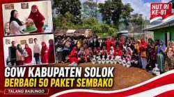 Semarak HUT Ke-81 RI, Ketua GOW Kabupaten Solok Antarkan 50 Paket Sembako kepada Warga Talang Babungo
