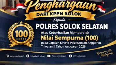 Kinerja Pengelolaan Anggaran Diapresiasi, Kapolres Solok Selatan AKBP Andreanaldo Ademi Terima Penghargaan dari KPPN