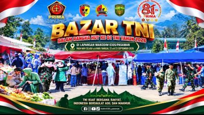 Dandim 0305/Pasaman Letkol Inf Darmawan Hendra Wijaya Semarakkan HUT ke-81 TNI Lewat Bazar di Lapangan Makodim, Kebersamaan dengan Rakyat Jadi Kekuatan