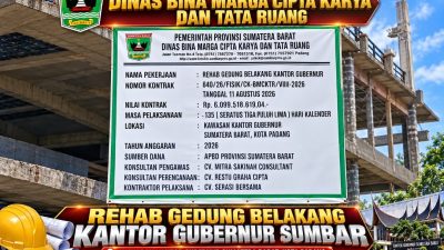 Kadis BMCKTR Sumbar Armizoprades Dukung Peningkatan Fasilitas Pemerintahan, Rehab Gedung Belakang Kantor Gubernur di Padang Berkontrak 135 Hari
