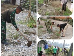 Kebersamaan Tanpa Batas, Satgas TMMD ke-130 Kodim 0309/Solok Gelar Karya Bakti Bersama Warga di Area Posko Dan Mushalla