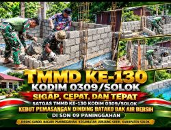 Kodim 0309/Solok Melalui TMMD ke-130 Wujudkan Akses Air Bersih dan Sanitasi Layak bagi Siswa SDN 09 Paninggahan