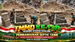 Dukung Sanitasi Sehat di Lingkungan Sekolah, TMMD ke-130 Kodim 0309/Solok Bangun Septic Tank dan Bak Air Bersih