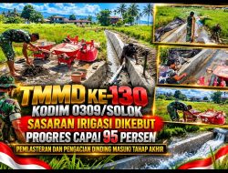 Wujudkan Infrastruktur Pertanian yang Kokoh, Satgas TMMD ke-130 Kodim 0309/Solok Rampungkan Irigasi dengan Progres 95 Persen